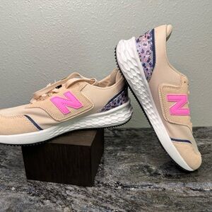 New Balance Beige and Pink Sneakers